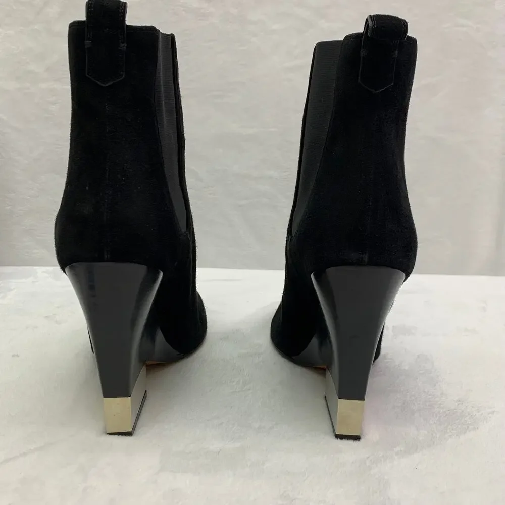 Givenchy Black Suede Gold Heel Slip On Bootie Womens Sz 10 with box extra heels - Picture 10 of 16